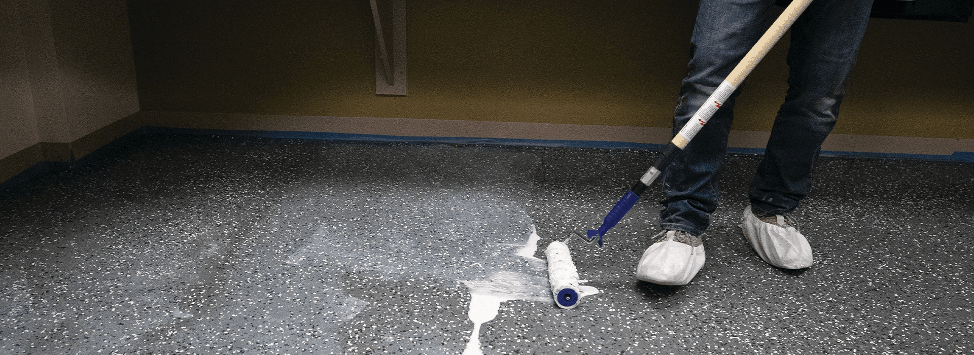 Rolling finish on resilient floor