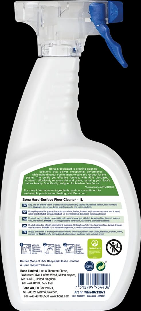 Bona Hard-Surface Floor Cleaner BioBased 1L WM740213021 ML1 Back