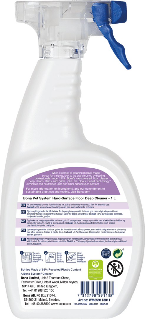 Bona Pet System Hard-Surface Floor Deep Cleaner WM859113011 BACK
