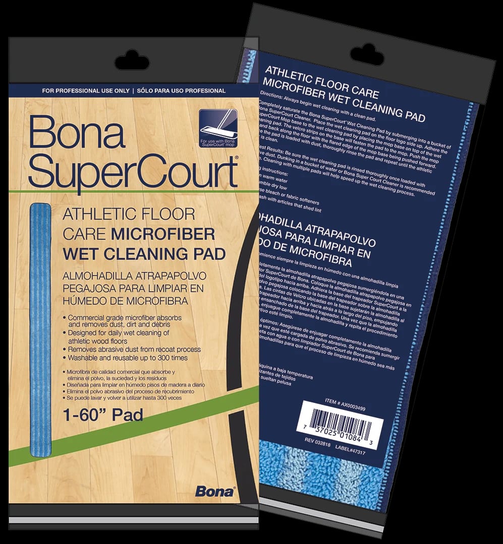 Bona SuperCourt Athletic Floor Care Microfiber Wet Cleaning Pad
