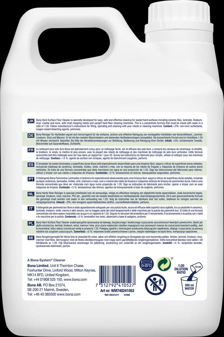 HardSurface Floor Machine Cleaner Lemon Mint 2,5L WM740241052 ML1 BACK