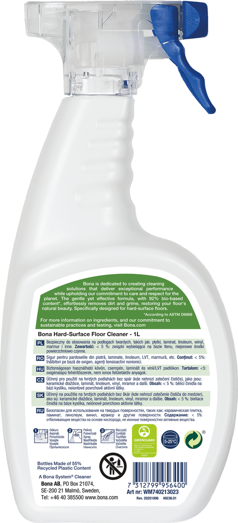Bona Hard-Surface Floor Cleaner BioBased 1L WM740213023 ML3 Back