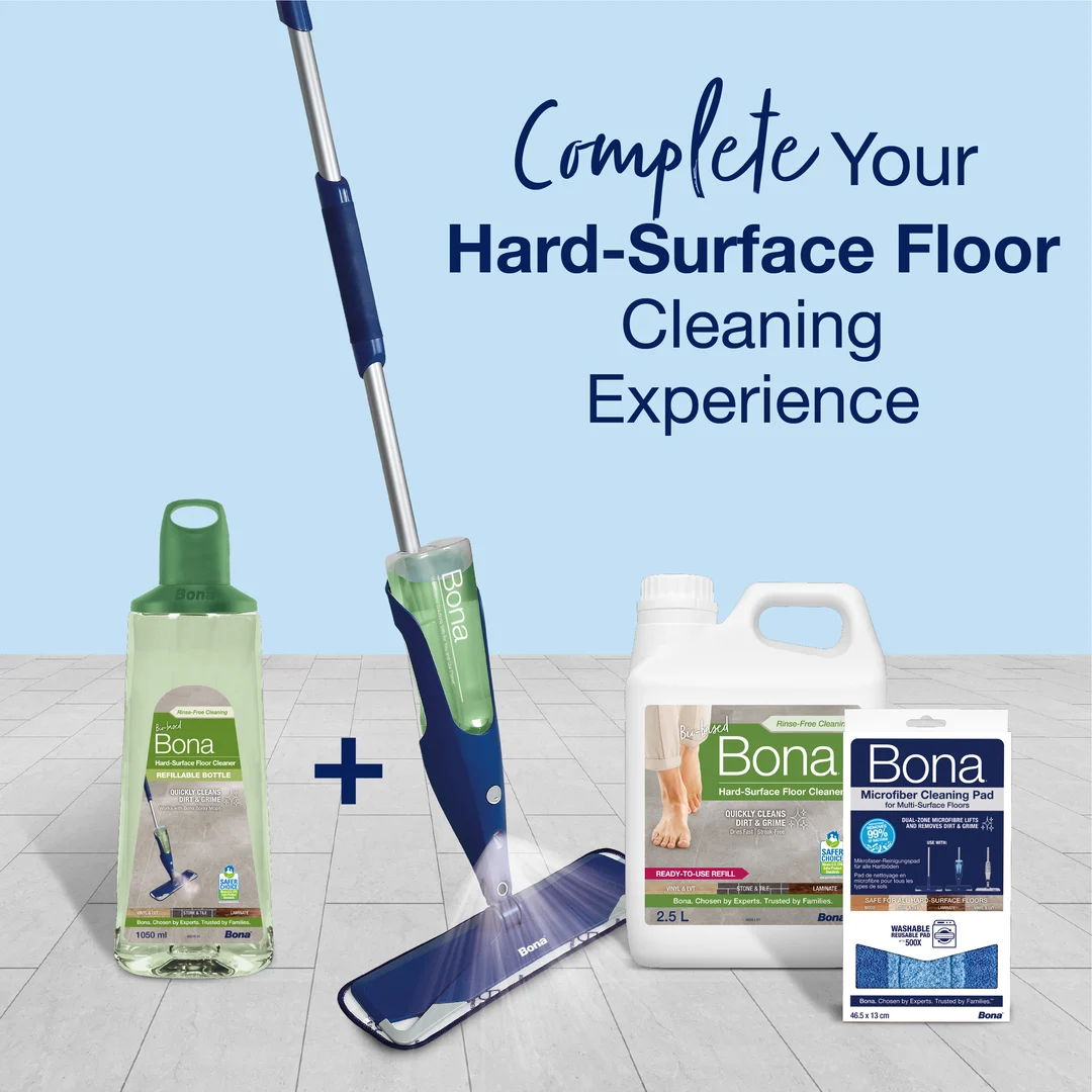 Spray mop bottle hard surface system