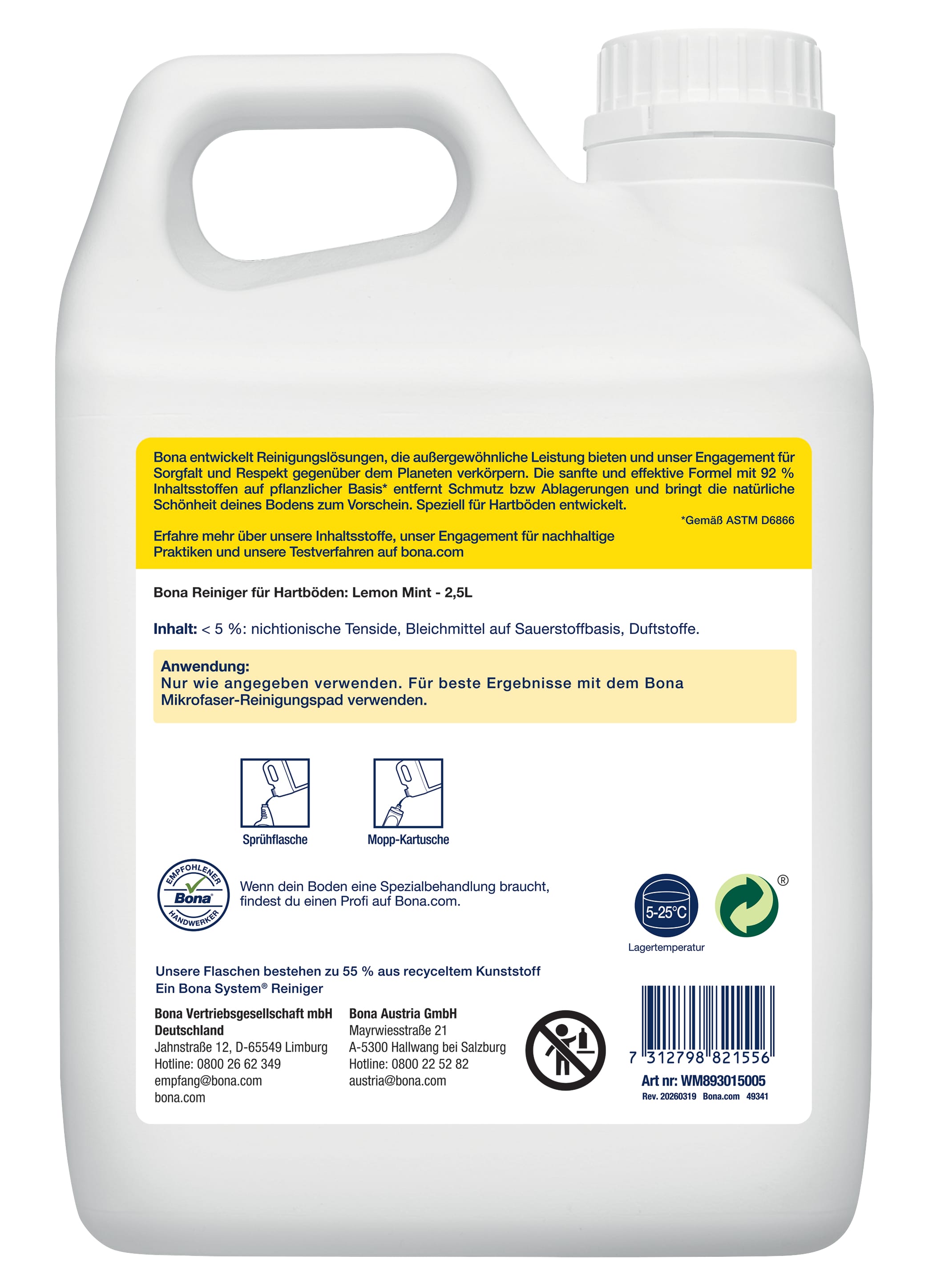 HS Floor Cleaner LemMint BioBased 2,5L WM893015005 DE BACK