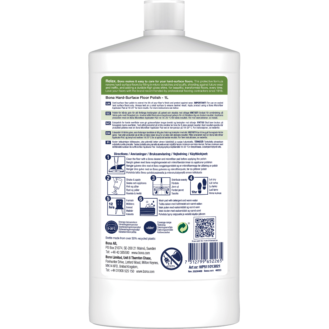 HS Floor Polish HighGloss 1L WP511013021 ML1 BACK