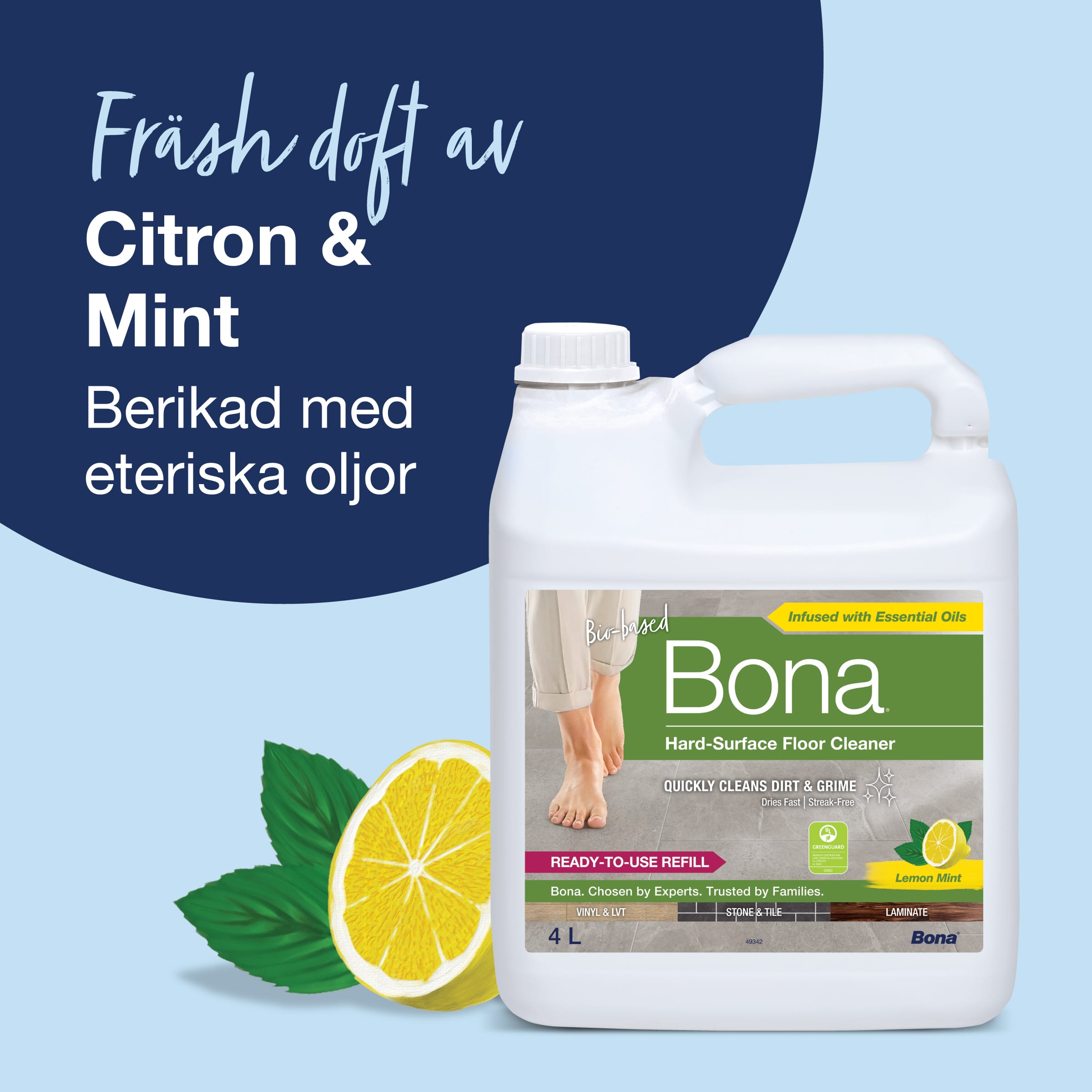 SE - Hard-Surface Floor Cleaner Refill Lemon Mint 4L - Carousel 1