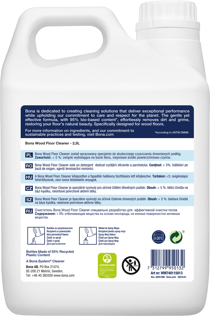 Bona Wood Floor Cleaner BioBased 2.5L WM740115013 ML3 Back