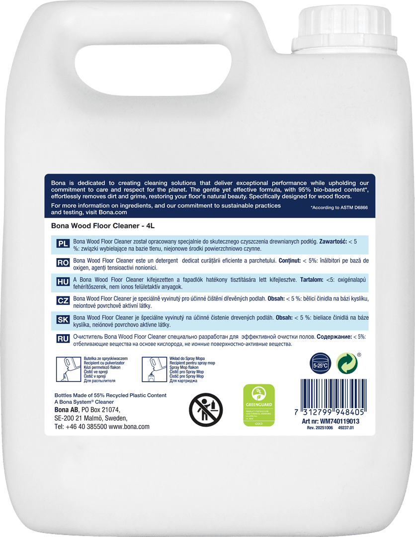 Bona Wood Floor Cleaner BioBased 4L WM740119013 ML3 Back