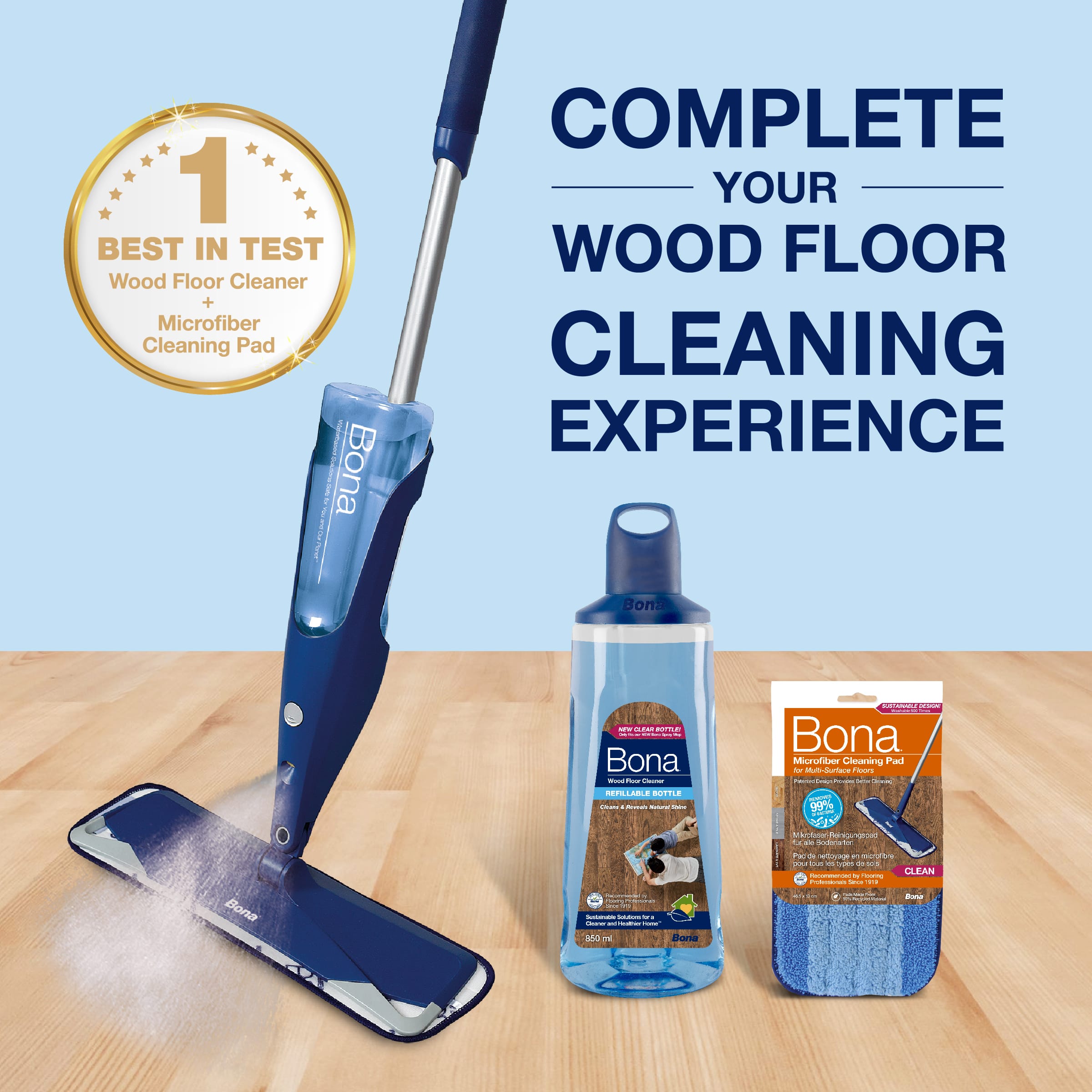 Spray mop bottle wood system