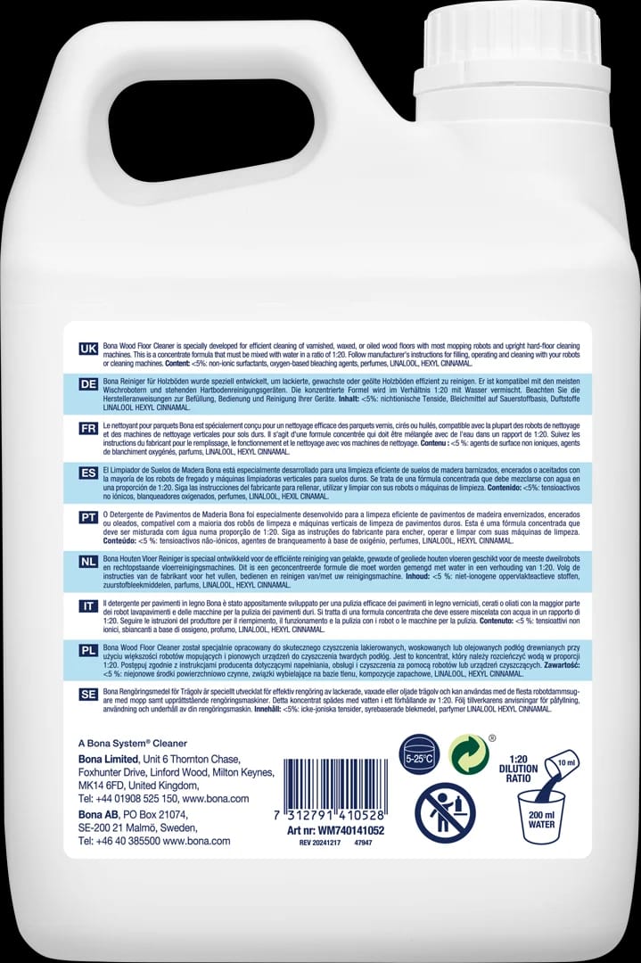 Wood Floor Machine Cleaner CedarWood 2,5L WM740141052 ML1 BACK