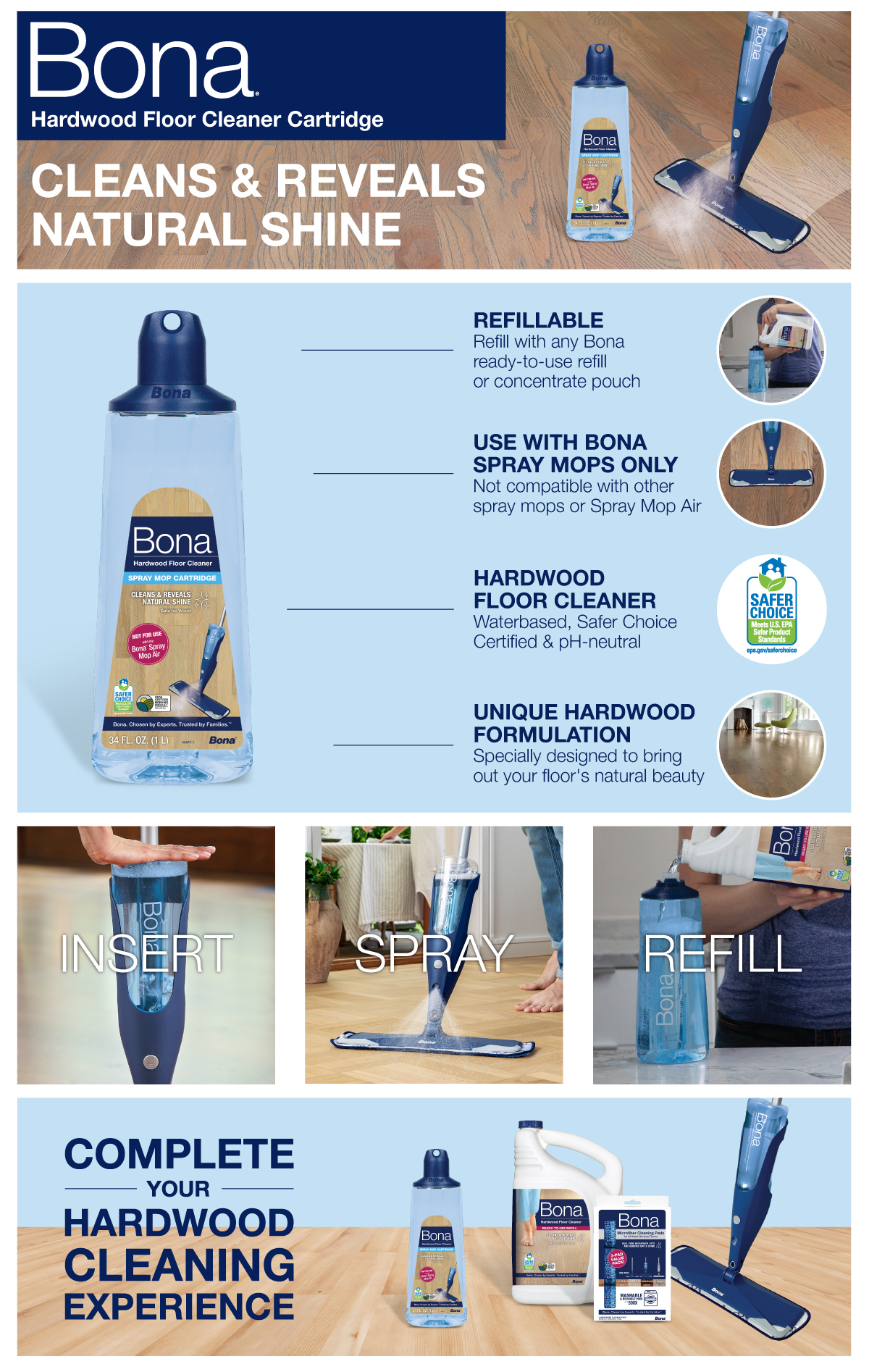 Bona Hardwood Floor Cleaner Cartridge (WM700054001)