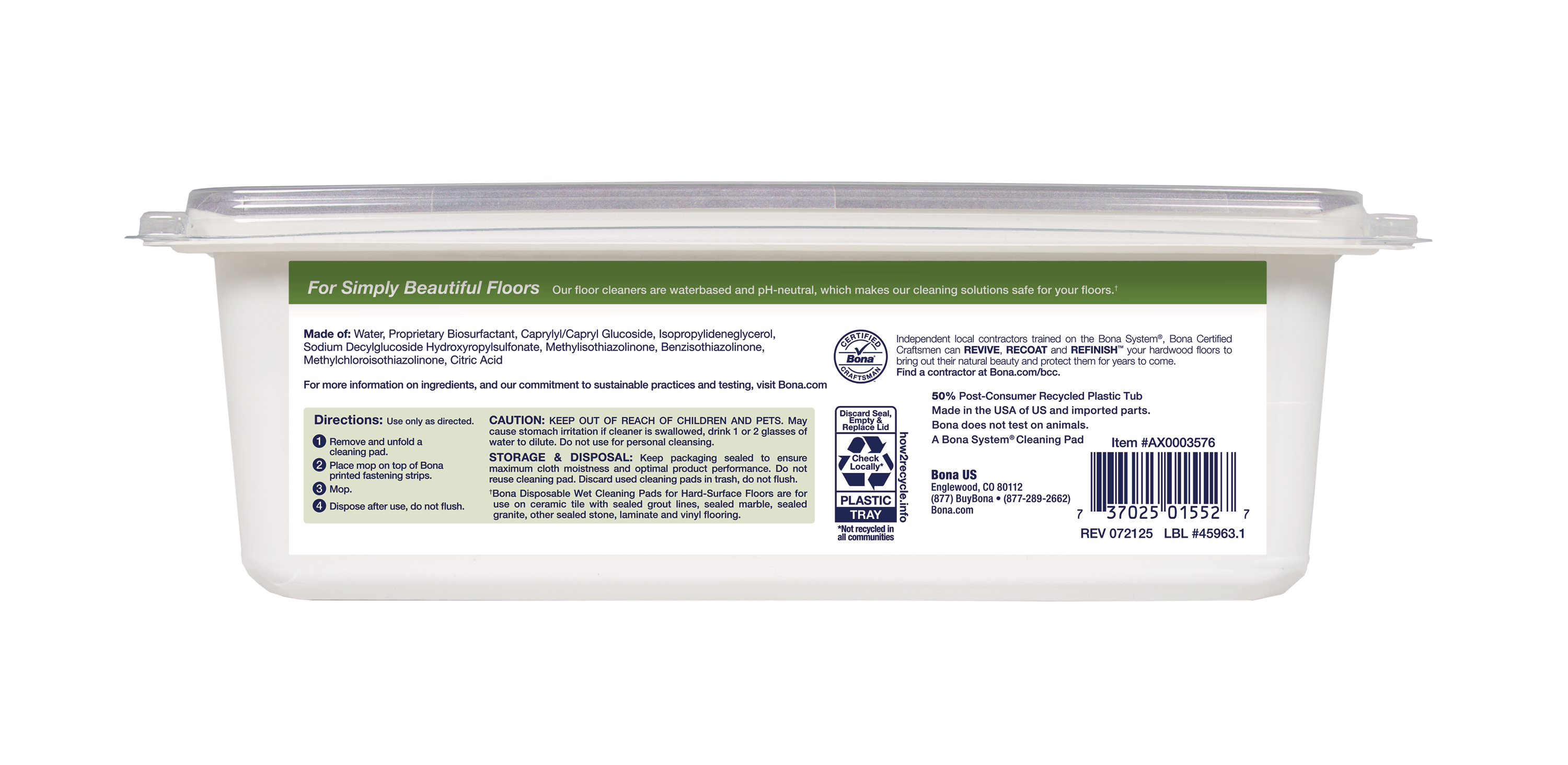 Bona Disposable Wet Cleaning Pads for HardSurface Floors (AX0003576)