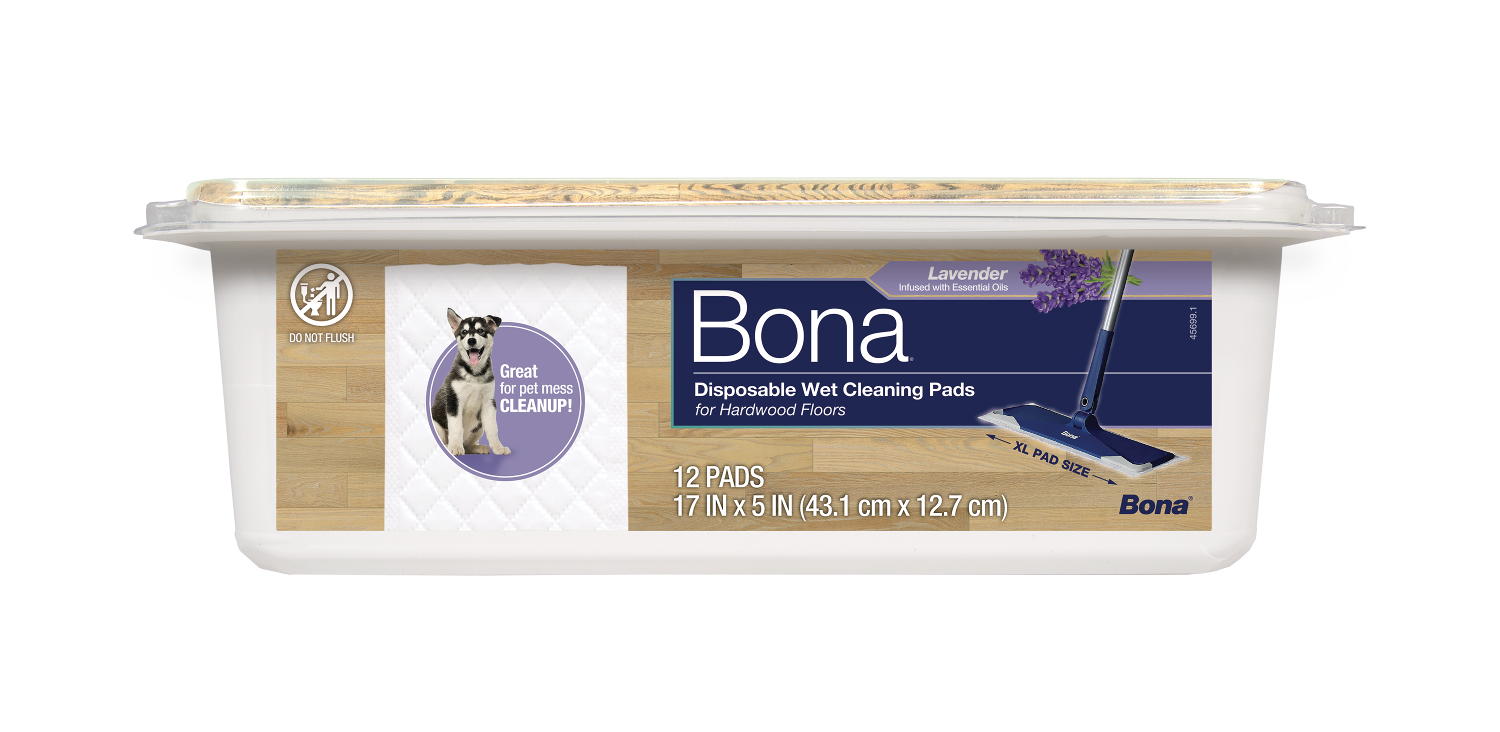 Bona Disposable Wet Cleaning Pads for Hardwood Floors, Lavender Scent