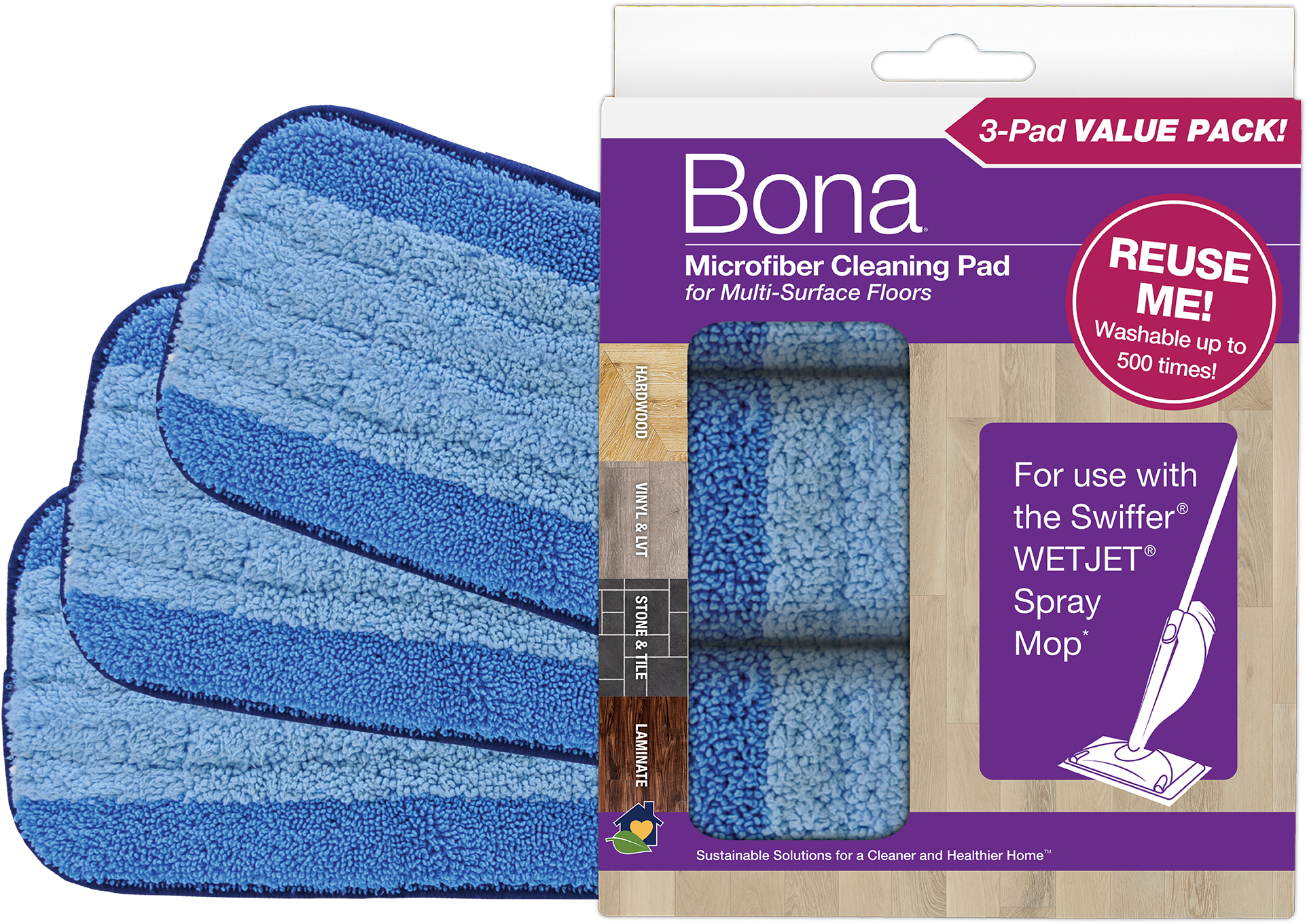 Bona Microfiber Cleaning Pads for use with Swiffer® WETJET® Spray